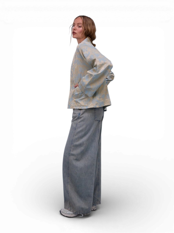 Beige kimono met bloemenprint Flenn Nathalie Vleeschouwer