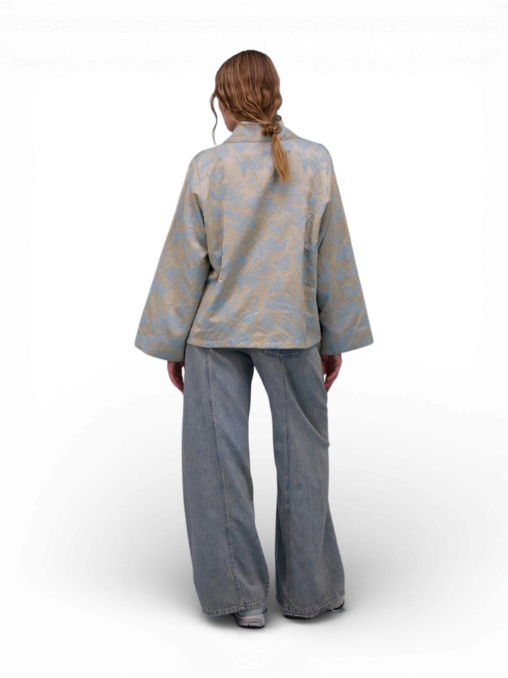 Beige kimono met bloemenprint Flenn Nathalie Vleeschouwer