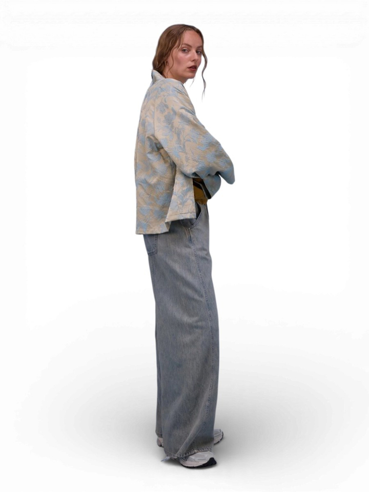 Beige kimono met bloemenprint Flenn Nathalie Vleeschouwer