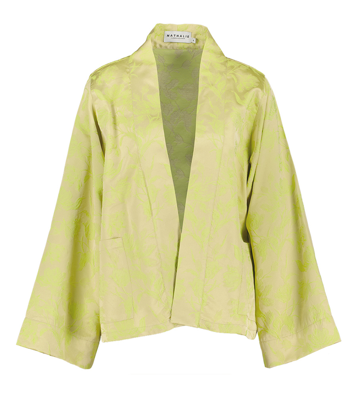 Groene kimono met bloemenprint Flenn Nathalie Vleeschouwer