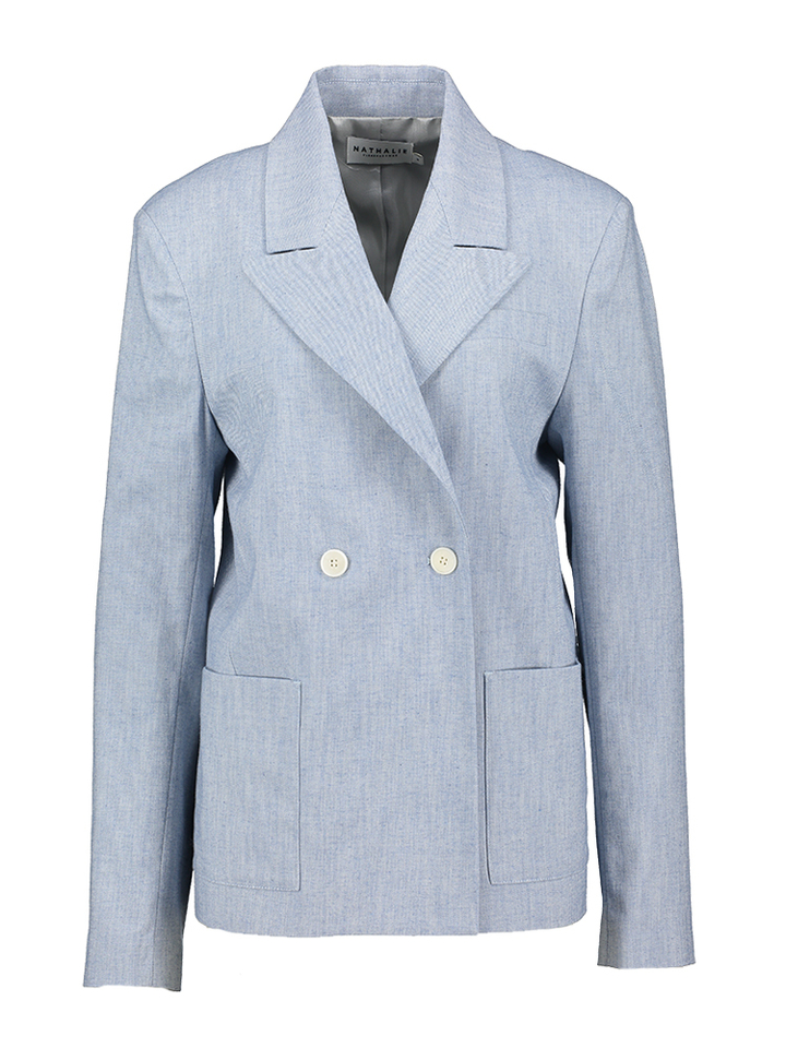Blauwe blazer met structuur Davos Nathalie Vleeschouwer