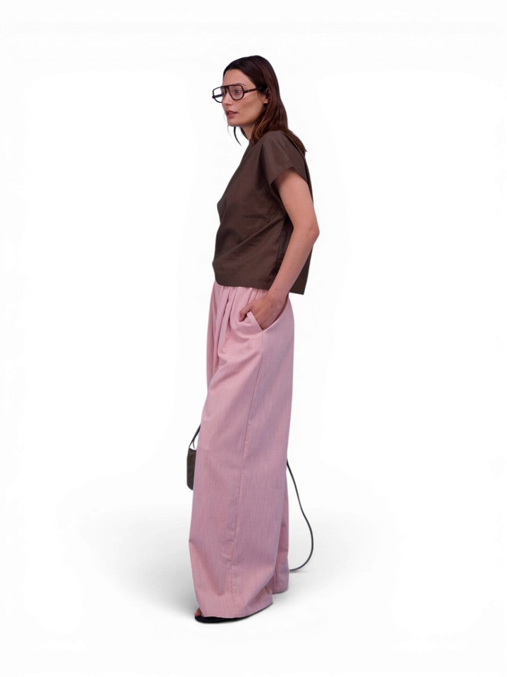 Roze losvallende broek Hardy Nathalie Vleeschouwer