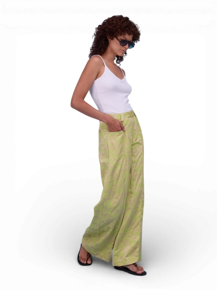 Groene broek met print Nathalie Vleeschouwer 