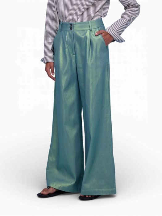 Groene galnzende broek Zoella Nathalie Vleeschouwer