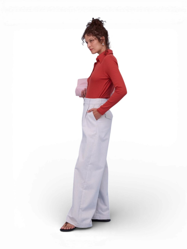 Zilver geklede broek Edward Nathalie Vleeschouwer