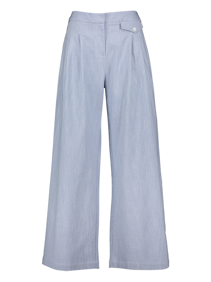 Blauwe losvallende broek structuur Guy Nathalie Vleeschouwer