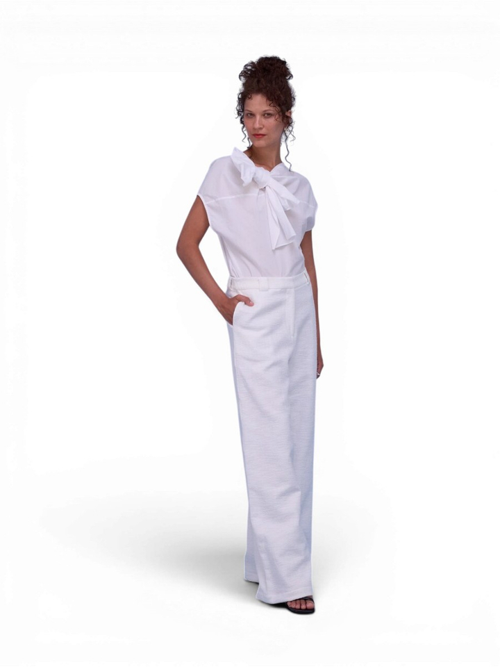 Witte losvallende broek structuur Hector Nathalie Vleeschouwer