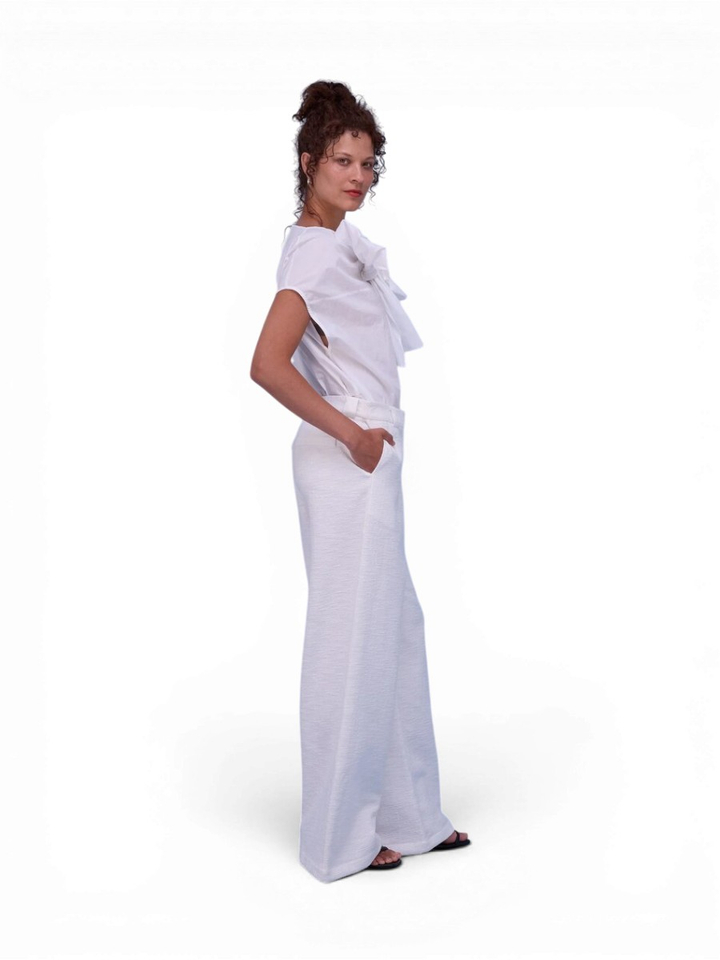 Witte losvallende broek structuur Hector Nathalie Vleeschouwer