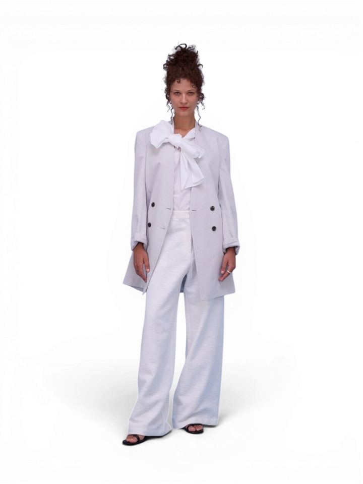 Witte losvallende broek structuur Hector Nathalie Vleeschouwer