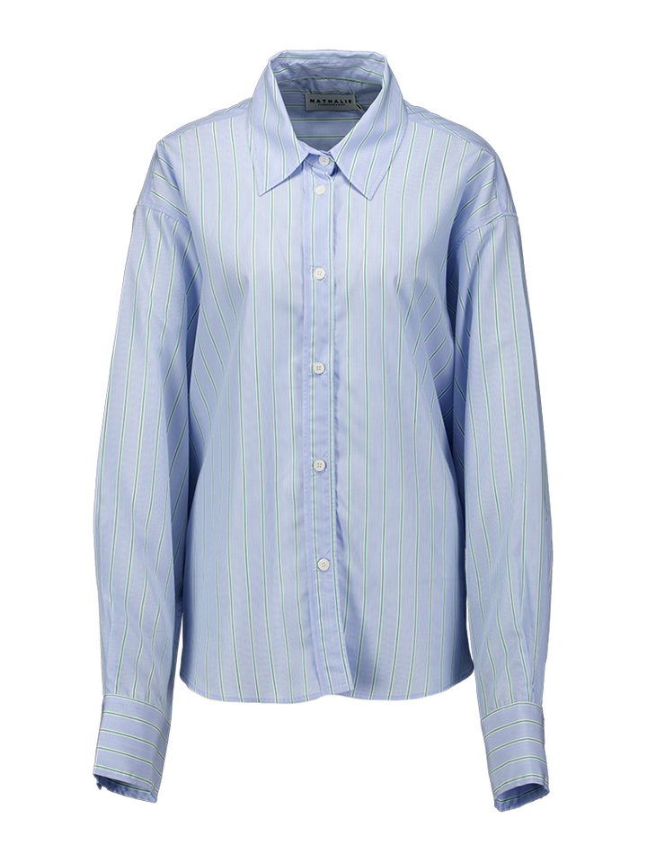 Blauwe gestreepte  bloes lange mouw Hermine Nathalie Vleeschouwer