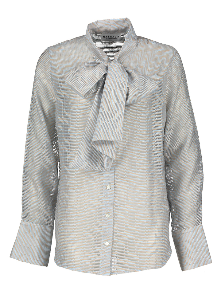 Blauwe bloes met print en strik detail Gilou Nathalie Vleeschouwer