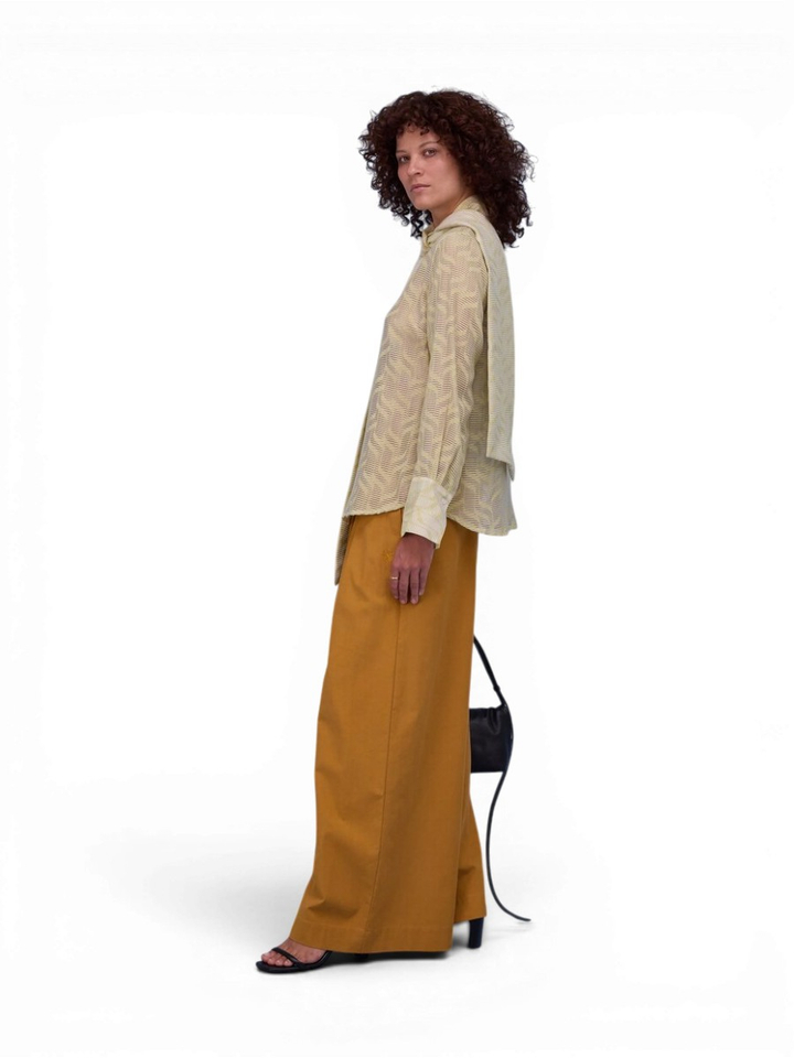Gele bloes met print en strik detail Gilou Nathalie Vleeschouwer