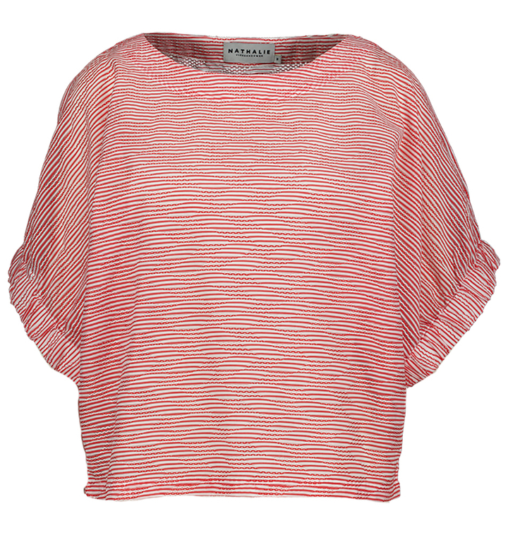Rode bloes gestreept met structuur Geraldine Nathalie Vleeschouwer