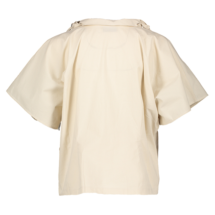 Beige bloes met watervalkraag Flora Nathalie Vleeschouwer