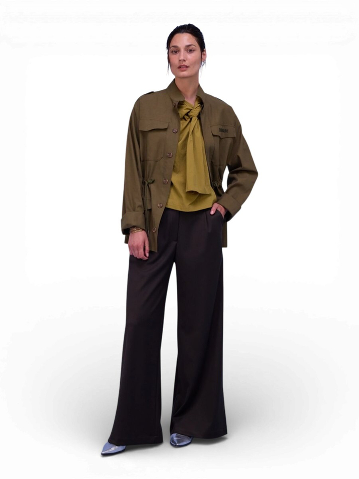 Groene blouse met gestropt detail Harriet Nathalie Vleeschouwer