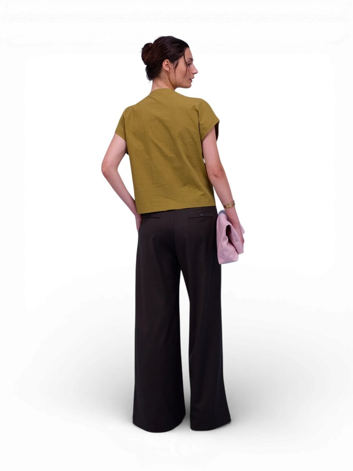 Groene blouse met gestropt detail Harriet Nathalie Vleeschouwer