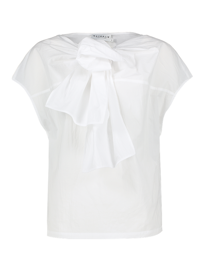 Witte bloes met strik detail Harriet Nathalie Vleeschouwer