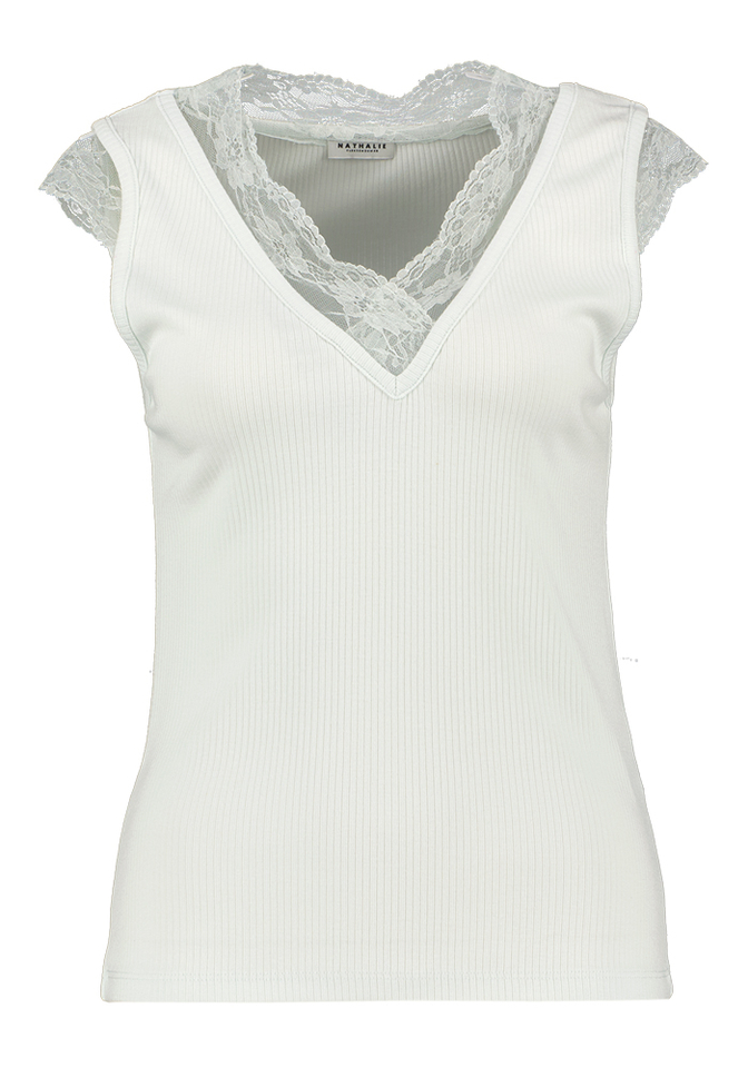 Muntgroene top met kanten detailHia Nathalie Vleeschouwer