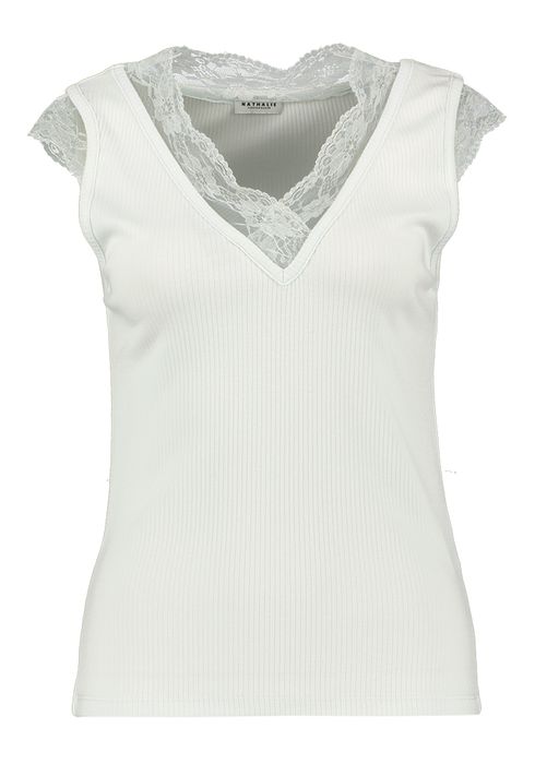 Muntgroene top met kanten detailHia Nathalie Vleeschouwer