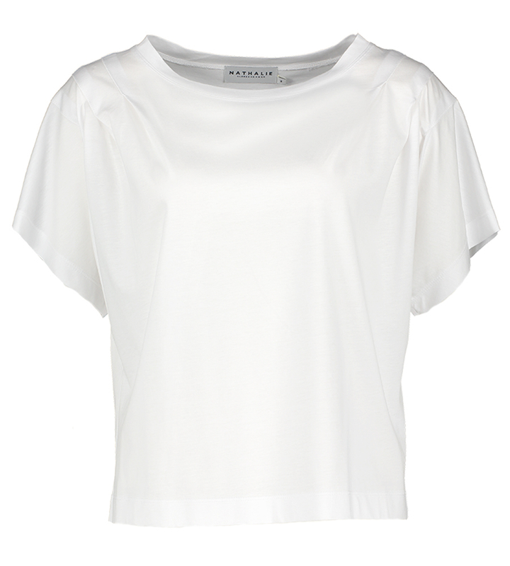Witte t-shirt met detail aan de schouder Zeline Nathalie Vleeschouwer