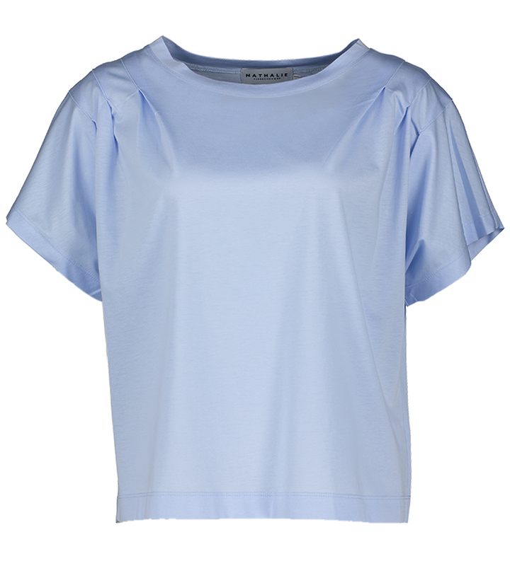 Blauwe t-shirt met detail aan de schouder Zeline Nathalie Vleeschouwer