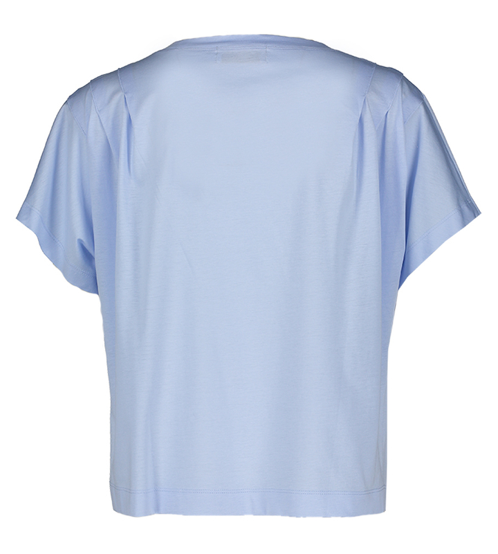 Blauwe t-shirt met detail aan de schouder Zeline Nathalie Vleeschouwer