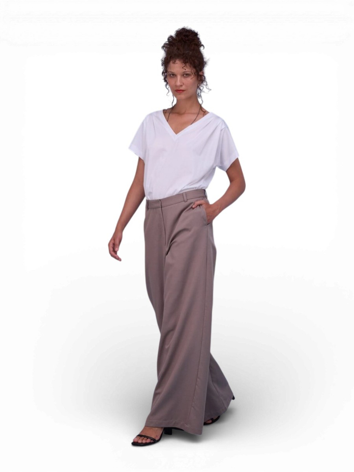 Witte T-shirt met V-hals Bodine Nathalie Vleeschouwer 