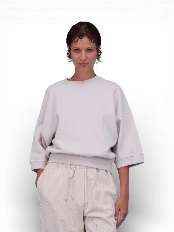 Beige sweater Hibiscus Nathalie Vleeschouwer