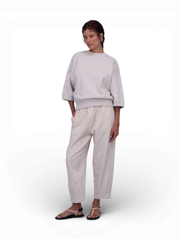 Beige sweater Hibiscus Nathalie Vleeschouwer