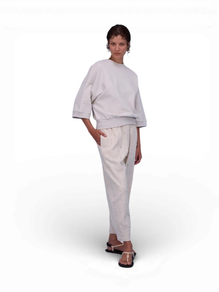 Beige sweater Hibiscus Nathalie Vleeschouwer