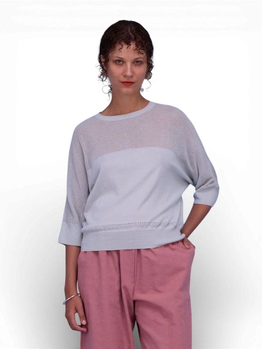 Blauwe sweater met detail Hiroo Nathalie Vleeschouwer