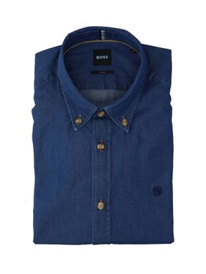 Blauwe jeans katoenen hemd (slim fit) met lange mouwen Hugo Boss