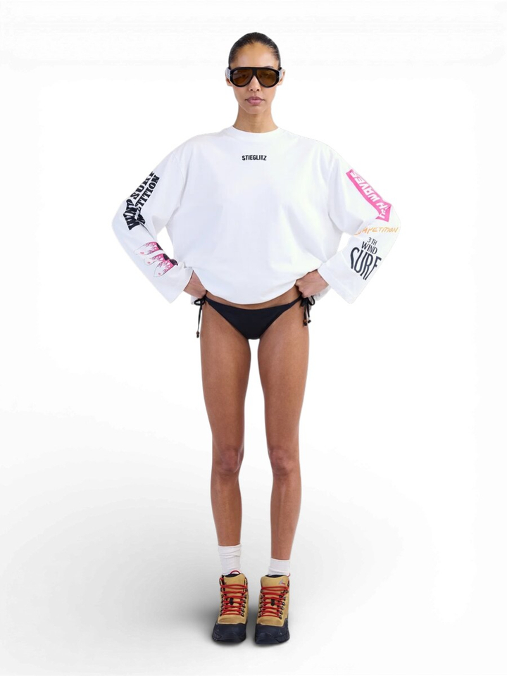 Witte oversized skate T-shirt met print Monica Skate Tee