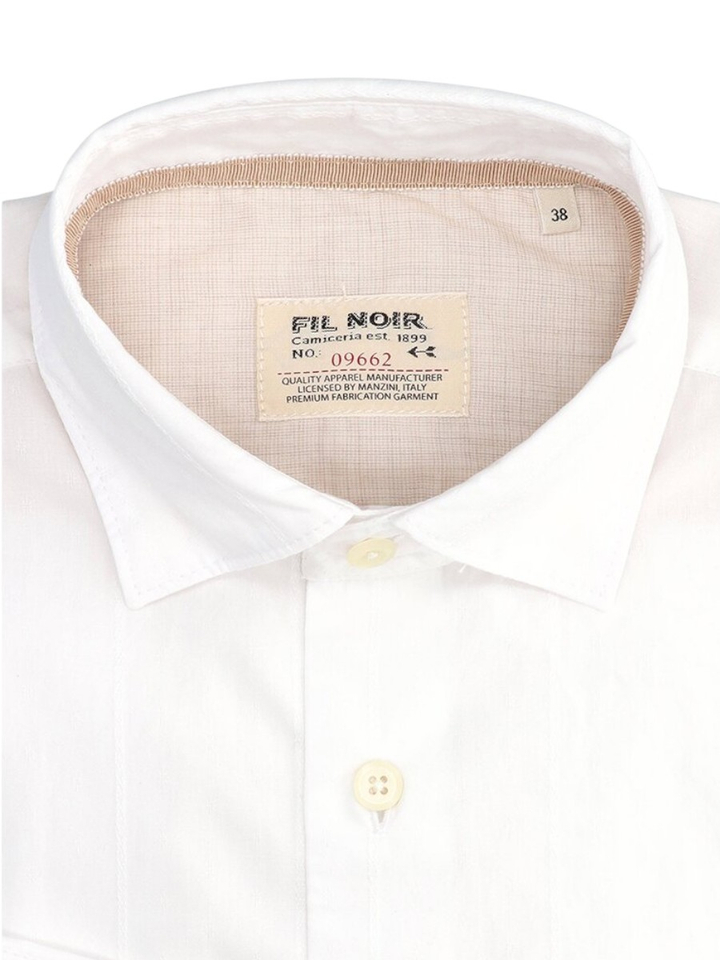 Wit katoenen hemd (slim fit) met strepen en lange mouwen Fil Noir 