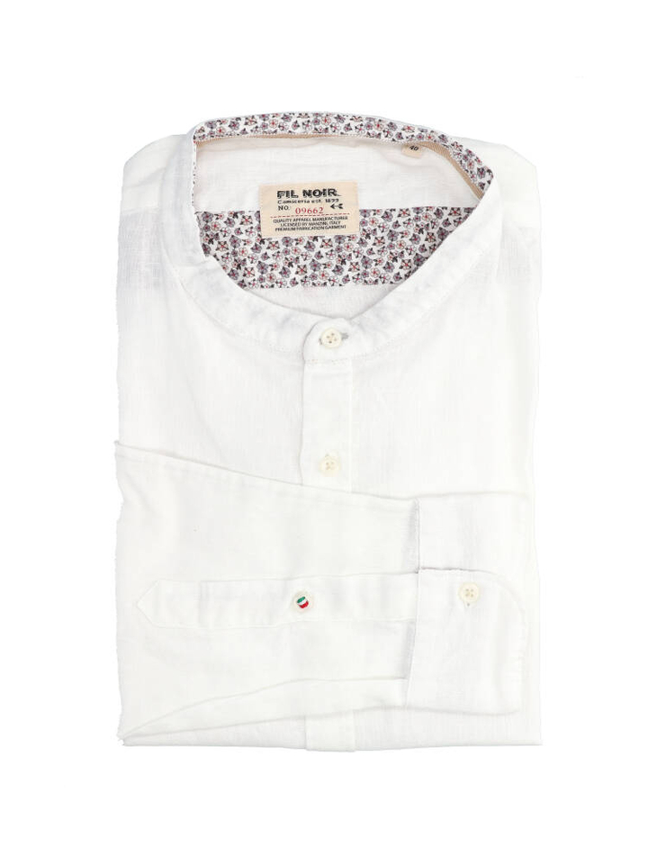 Wit linnen hemd (slim fit) met lange mouwen Fil Noir