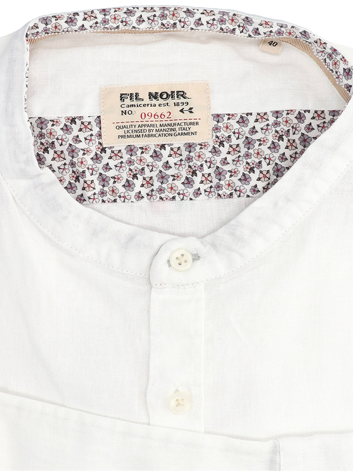 Wit linnen hemd (slim fit) met lange mouwen Fil Noir