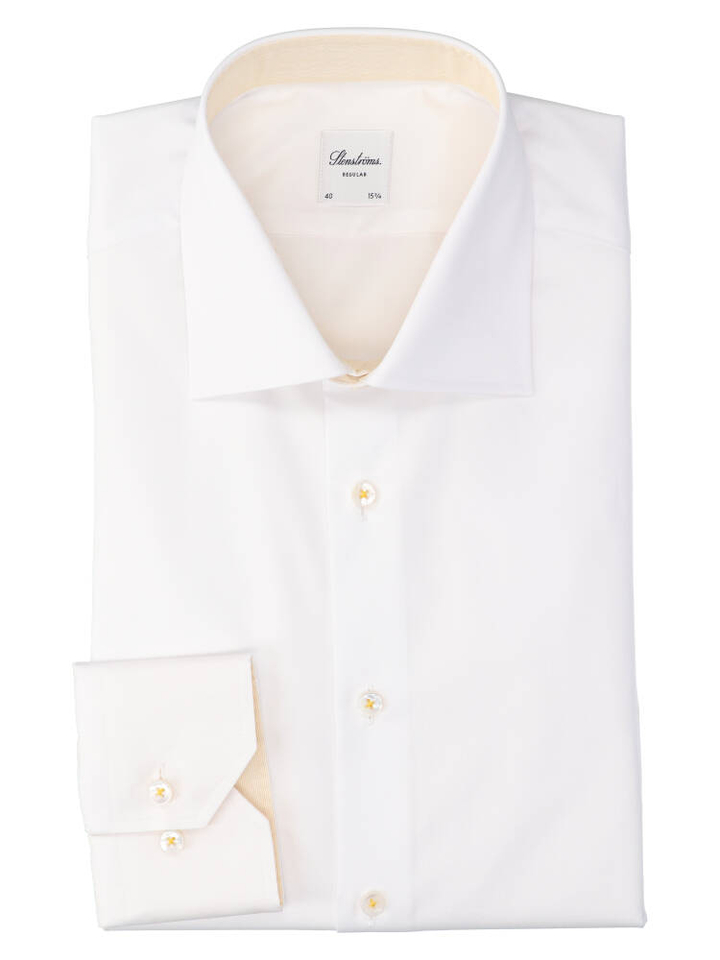Wit katoenen hemd (regular fit) met lange mouwen Stenströms