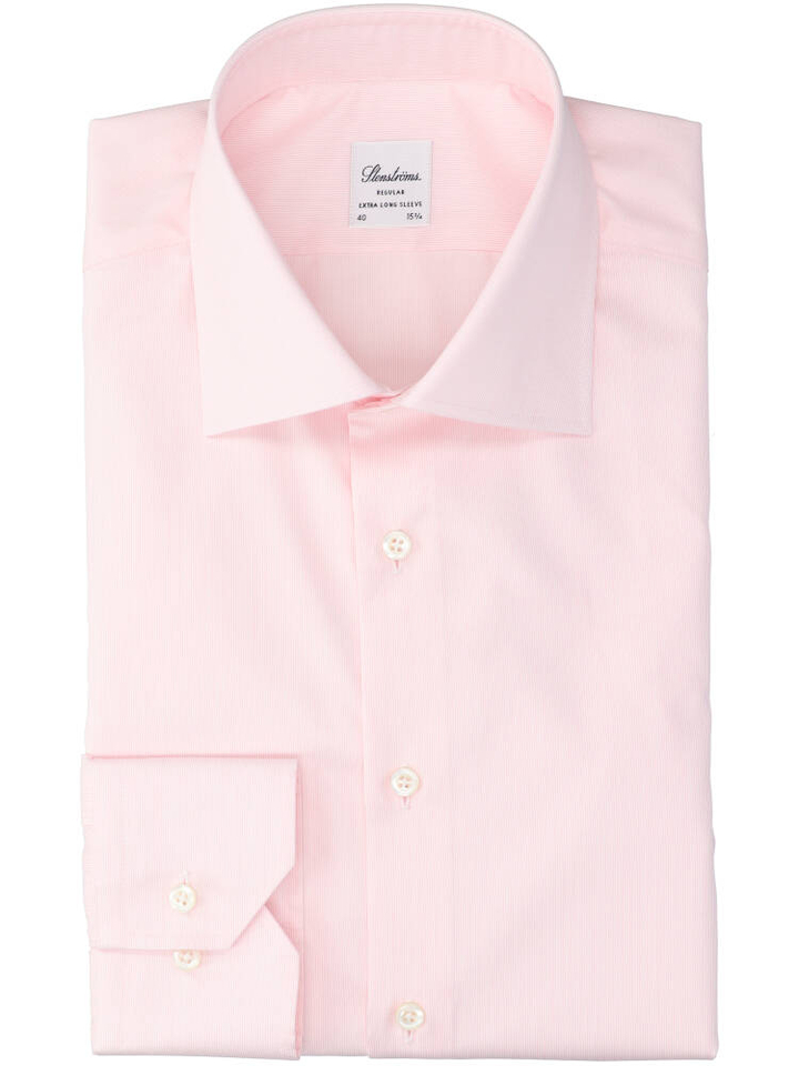 Roze katoenen hemd (regular fit) met extra lange mouwen Stenströms