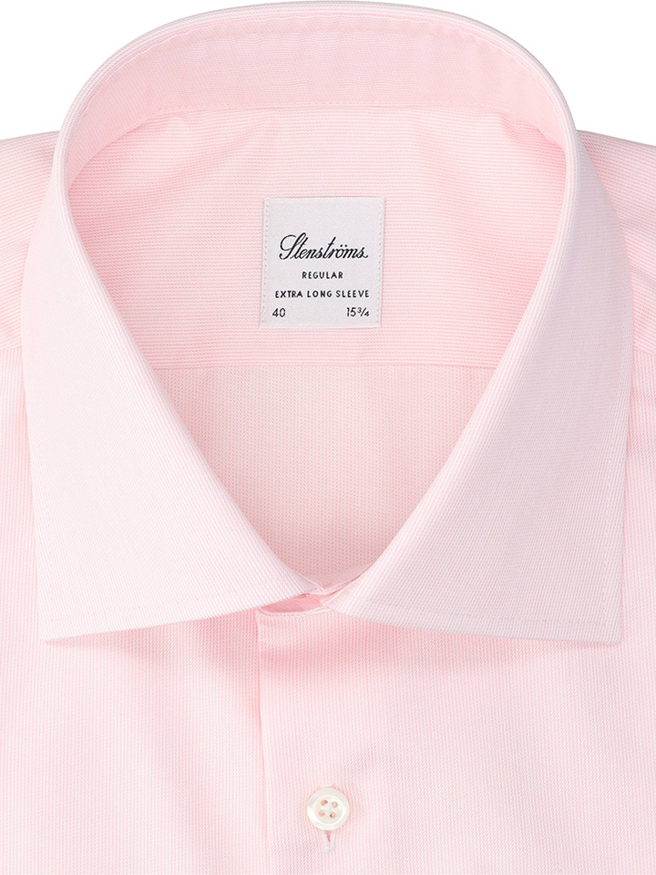 Roze katoenen hemd (regular fit) met extra lange mouwen Stenströms