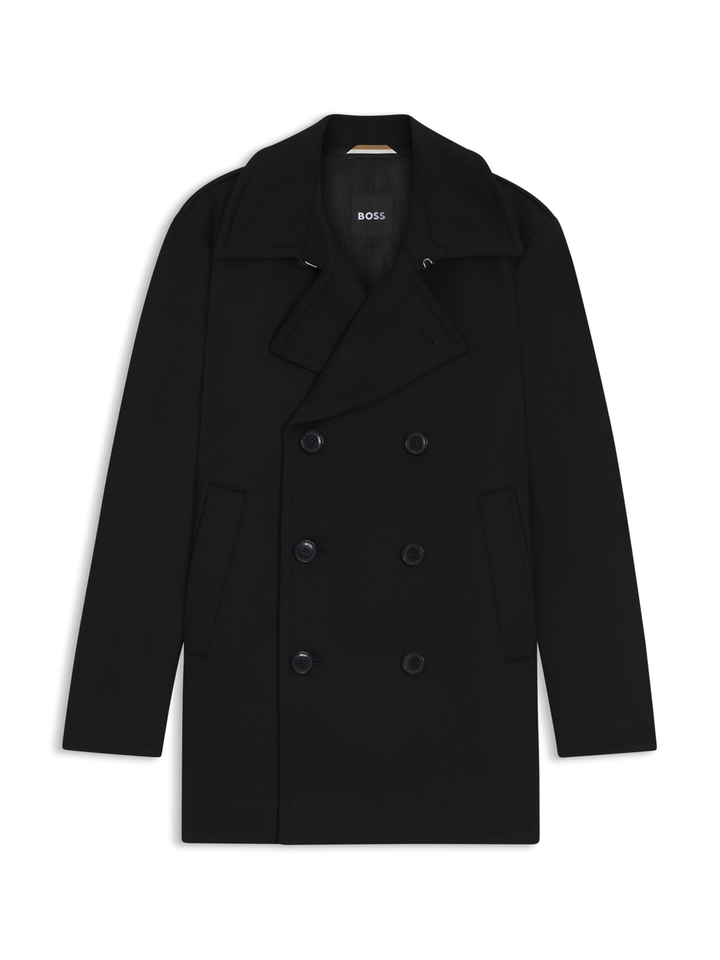 Blauwe mantel met wol en cashmere Hugo Boss 