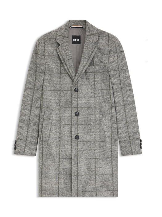 Grijze mantel met fijn ruitmotief Hugo Boss
