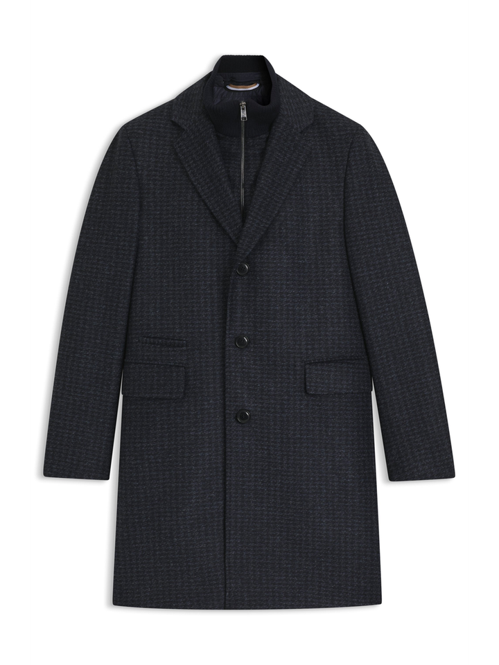 Blauwe lange mantel Bib Hugo Boss 