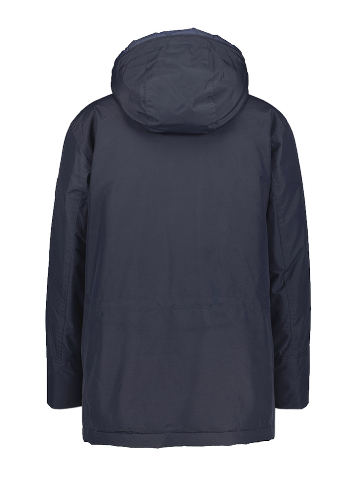 Blauwe water afstotende jas met rits en kap Hugo Boss 