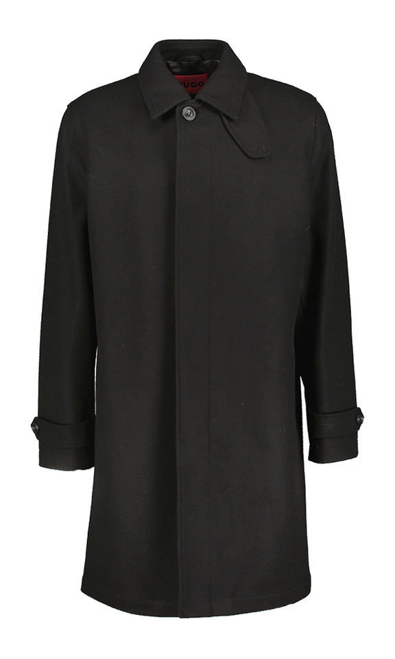 Zwarte wollen mantel Hugo Boss 