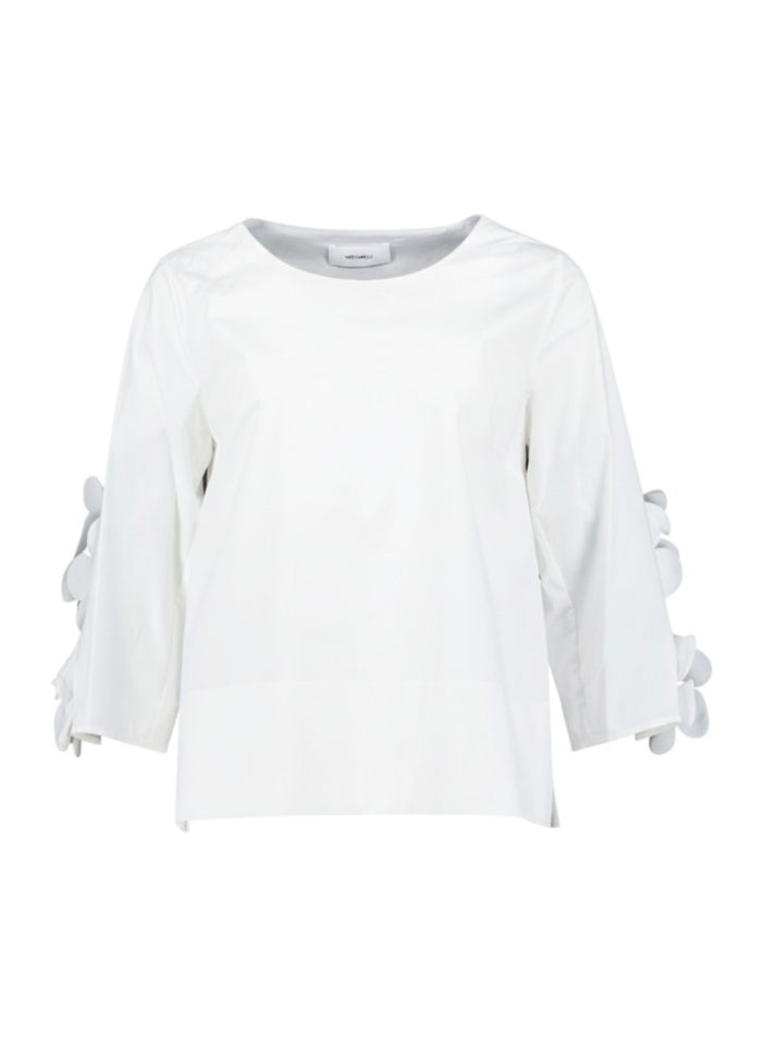 Witte blouse met mouwendetail MeiMeij 