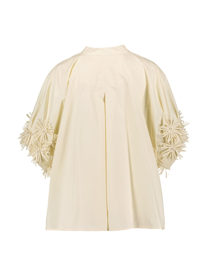 Beige oversized bloes met sloemen detail Meimeij