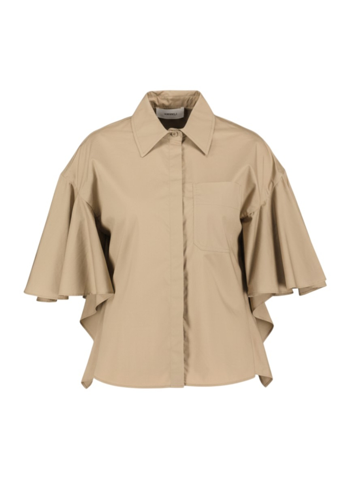 Beige blouse met kraag Meimeij 