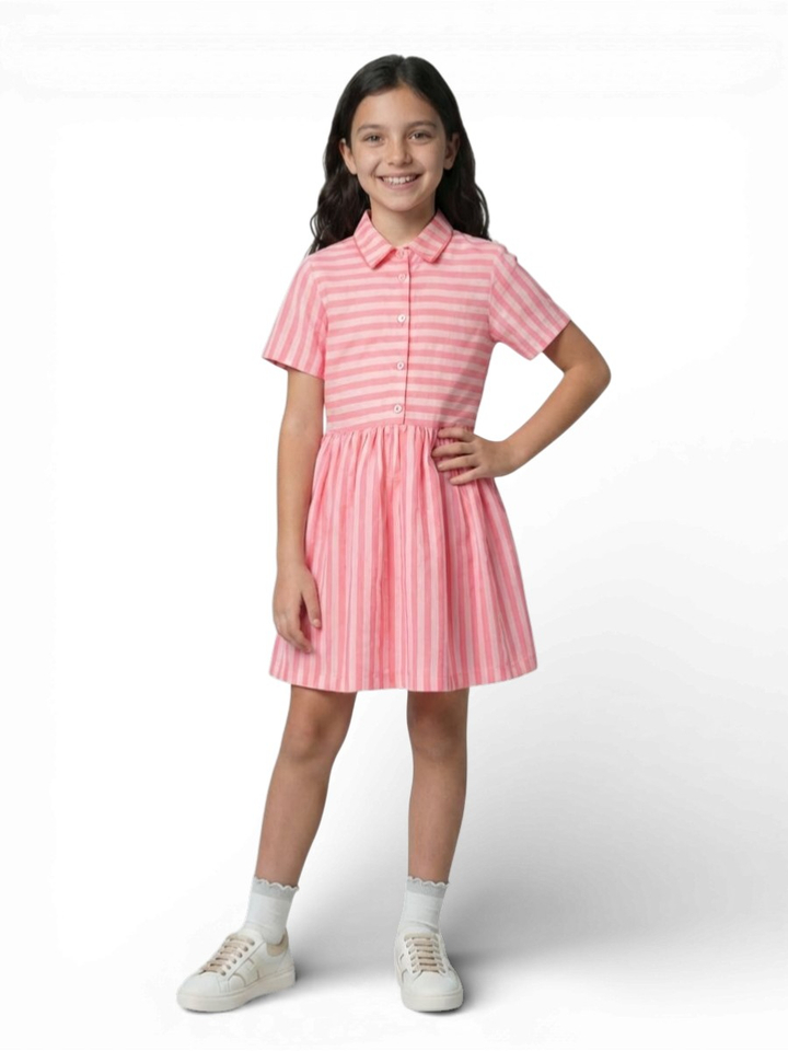Pink/white stripes jurk Carmen Blue Bay