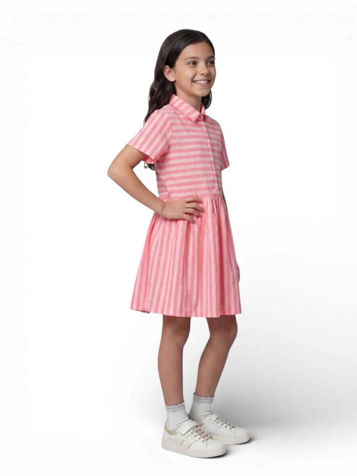 Pink/white stripes jurk Carmen Blue Bay