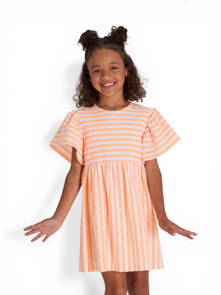 Oranje gestreepte jurk Claire Blue Bay